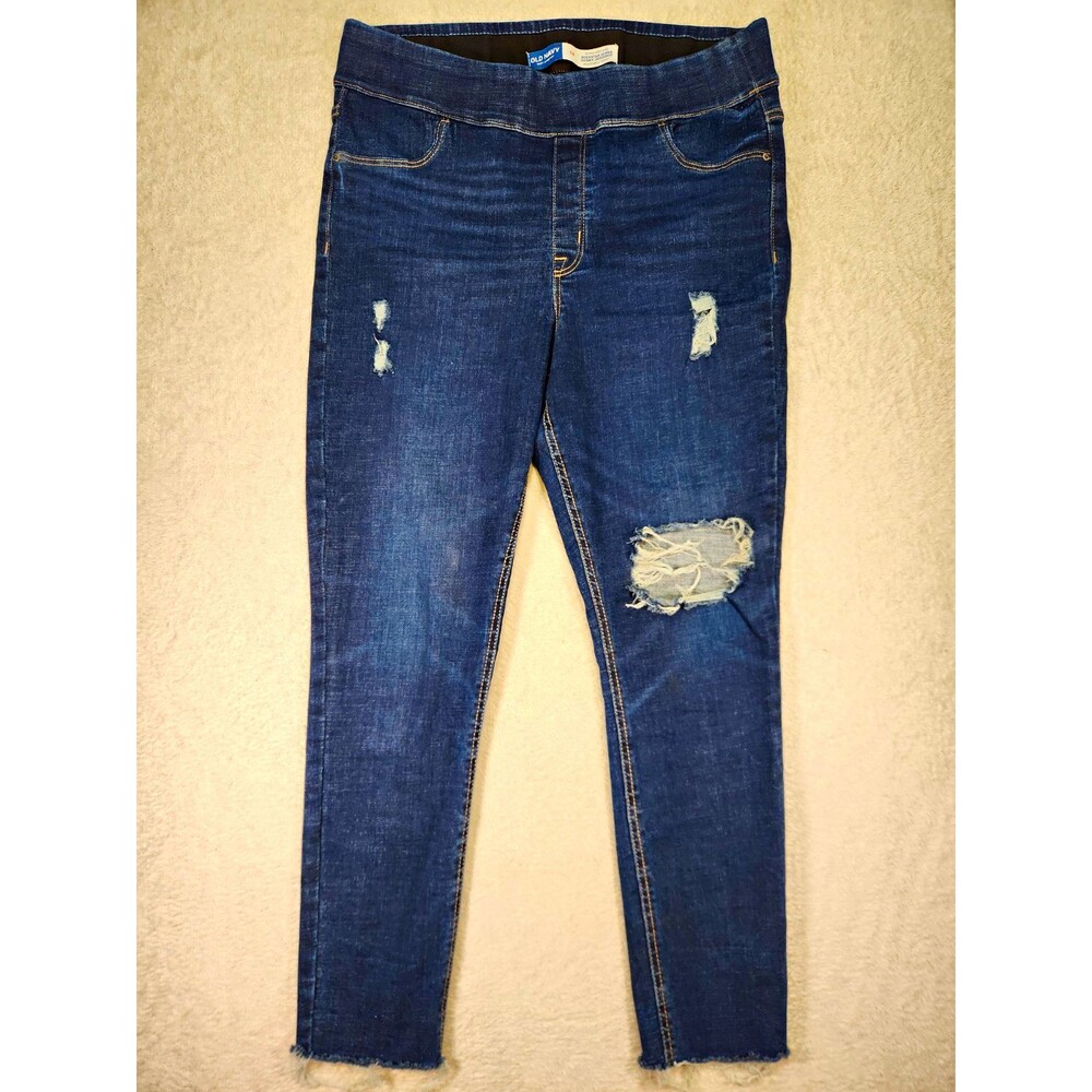 Old Navy Rockstar Super Skinny High Rise Jeggings size 14 Distressed Stretch